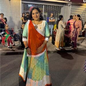Elegant Orange and Green Lehenga